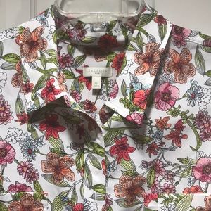 Talbots sleeveless blouse tropical flowers